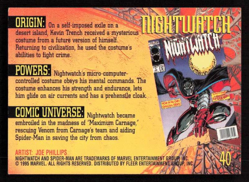 1995 Marvel Fleer Ultra Spider-man 40 Nightwatch
