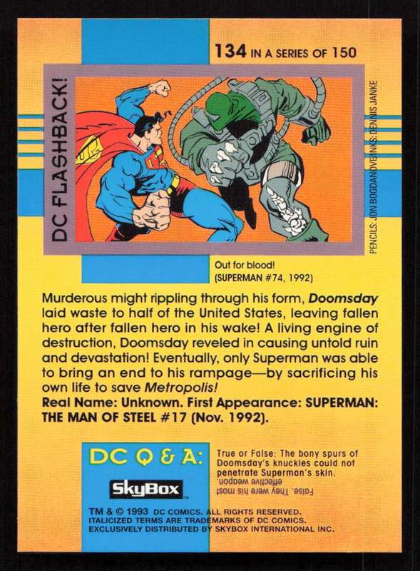 1993 SkyBox DC Comics Doomsday Card 134