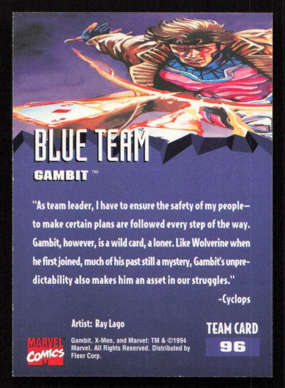 1995 Fleer Ultra X-Men 96 Blue Team Gambit