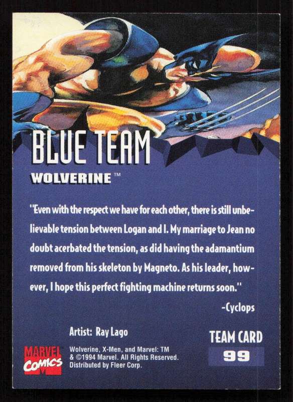 1995 Fleer Ultra X-Men 99 Blue Team Wolverine