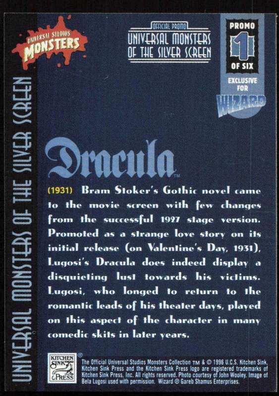 1996 Universal Monsters of the Silver screen Promo 1 of 6 Dracula