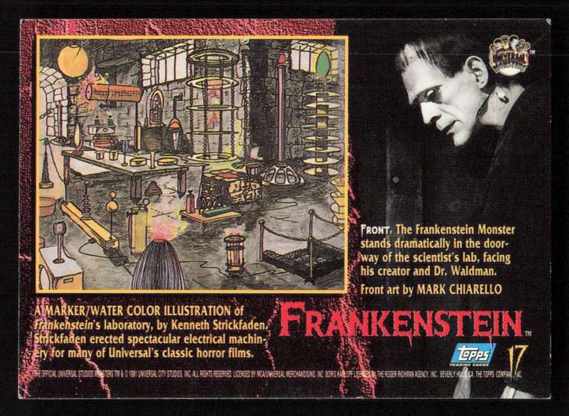 1991 Topps Universal Monsters Trading Card 17 Frankenstein
