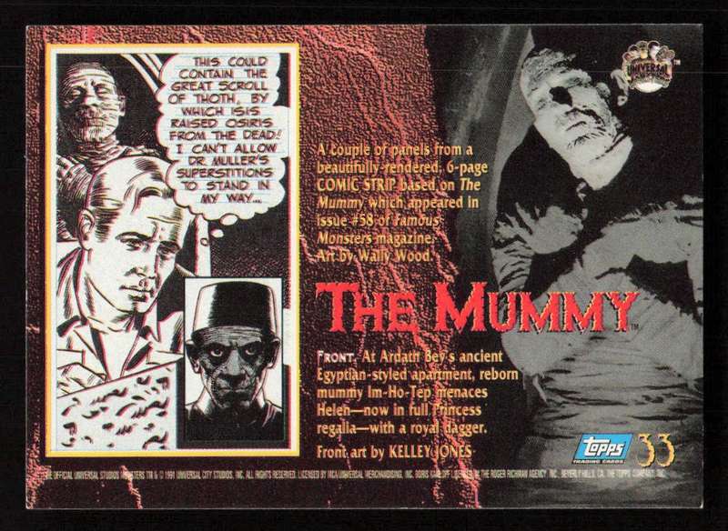 1991 Topps Universal Monsters Trading Card 33 The Mummy