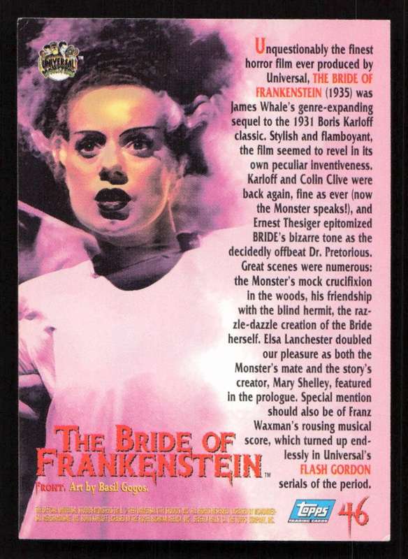 1991 Topps Universal Monsters Trading Card 46 The Bride of Frankenstein