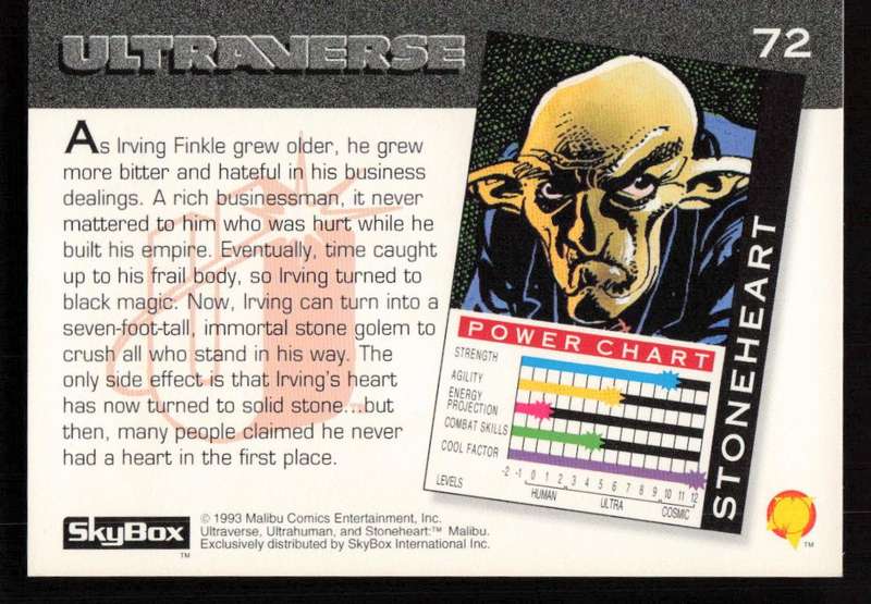 1993 SkyBox Ultraverse Stoneheart 72