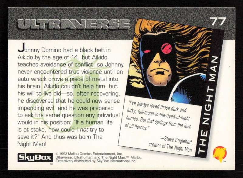 1993 SkyBox Ultraverse The Night Man 77