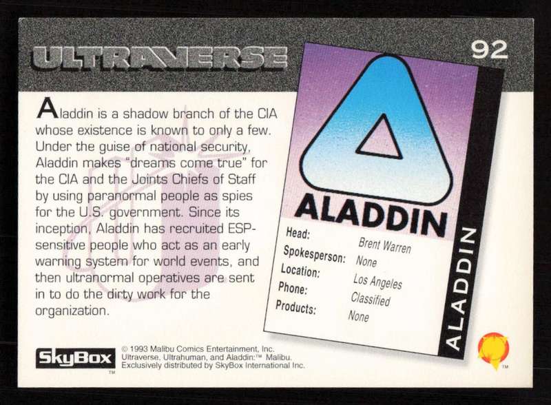 1993 SkyBox Ultraverse Aladdin 92