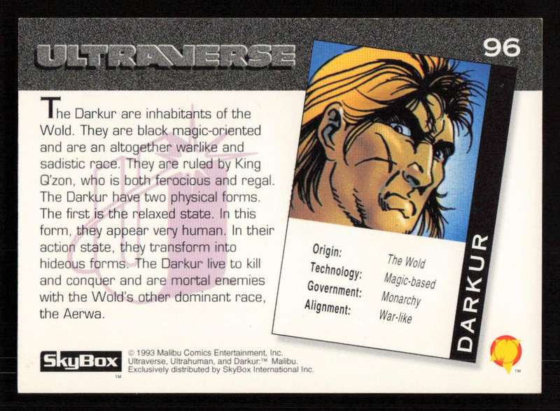 1993 SkyBox Ultraverse Darkur 96