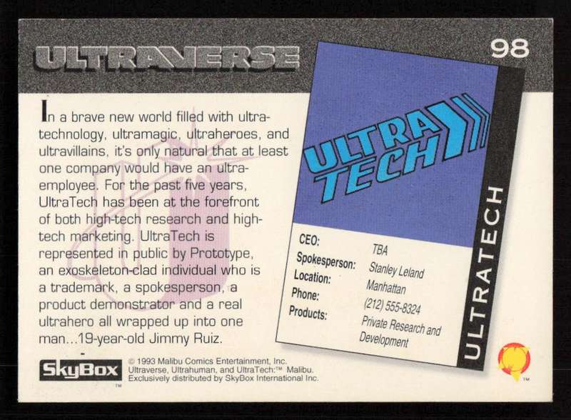 1993 SkyBox Ultraverse Ultratech 98
