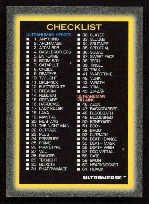 1993 SkyBox Ultraverse Checklist 100