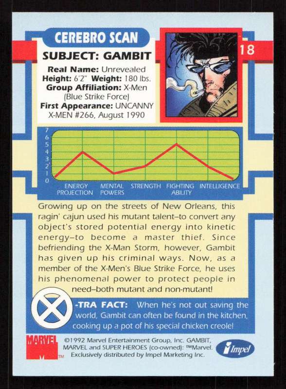 1992 Impel Marvel Gambit 18