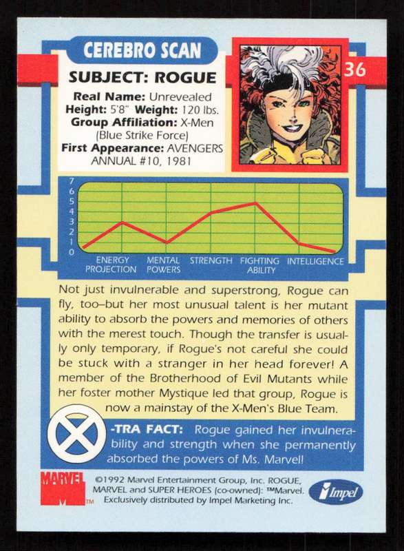 1992 Impel Marvel Rogue 36