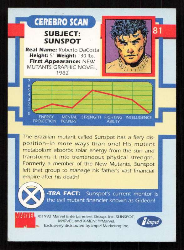 1992 Impel Marvel Sunspot 81