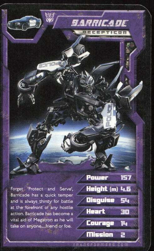 2007 Top Trumps Transformers Barricade