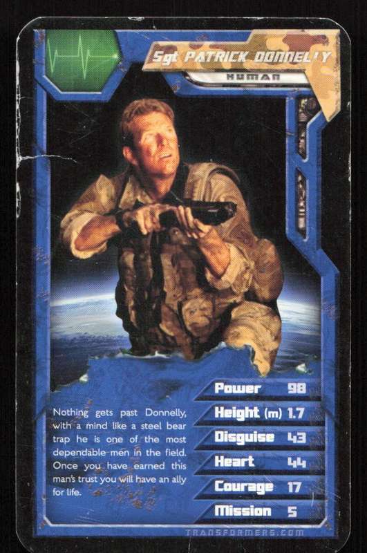 2007 Top Trumps Transformers Sgt Patrick Donnelly