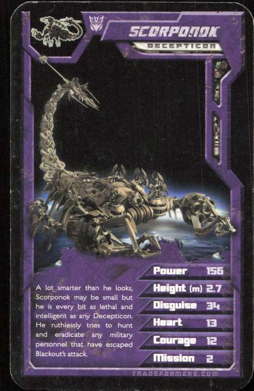 2007 Top Trumps Transformers Scorponok