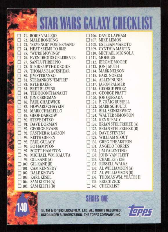 1993 Topps Star Wars Galaxy Checklist 140