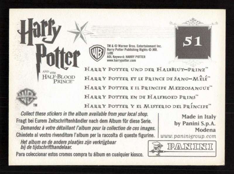 Panini Stickers Harry Potter and the Half-Blood Prince 51