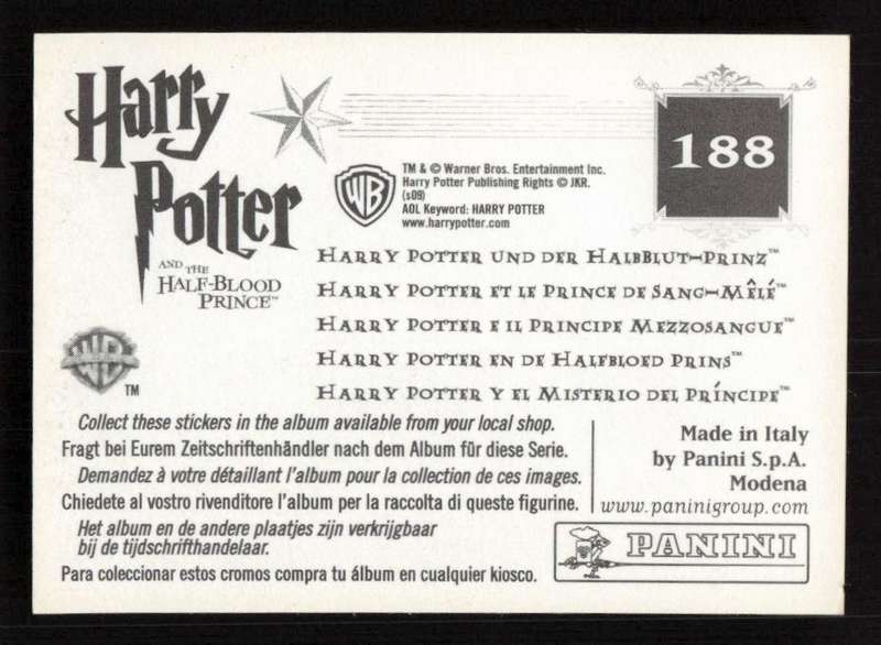 Panini Stickers Harry Potter and the Half-Blood Prince 188