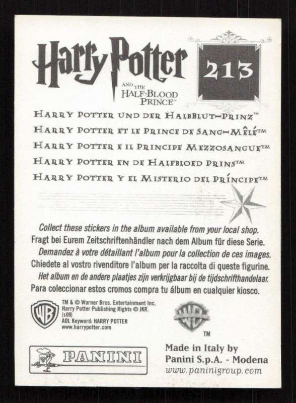 Panini Stickers Harry Potter and the Half-Blood Prince 213