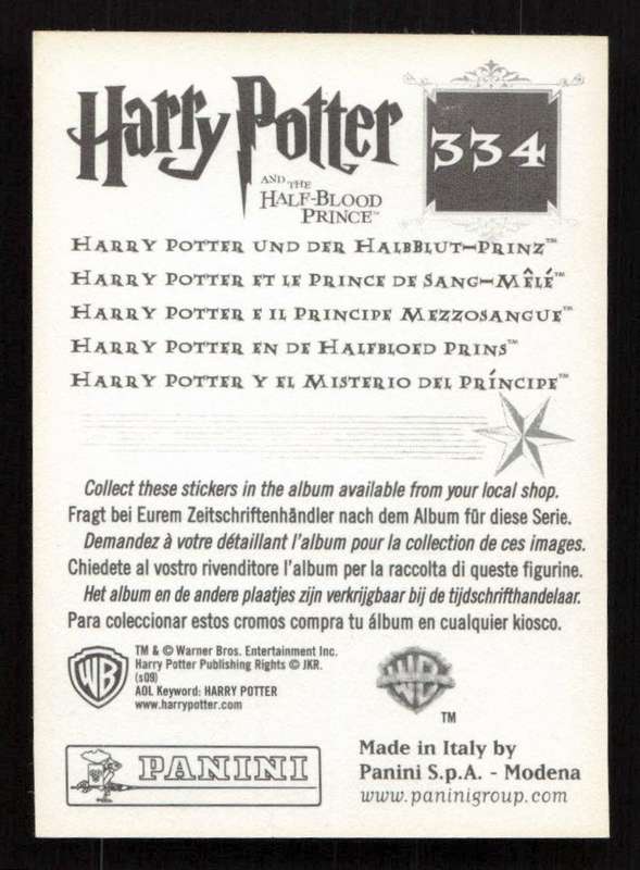 Panini Stickers Harry Potter and the Half-Blood Prince 334