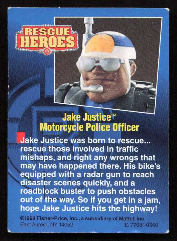 1998 Fisher-Price / Mattel Rescue Heroes Jake Justice