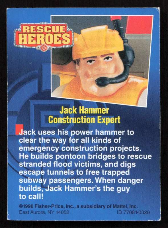 1998 Fisher-Price / Mattel Rescue Heroes Jack Hammer