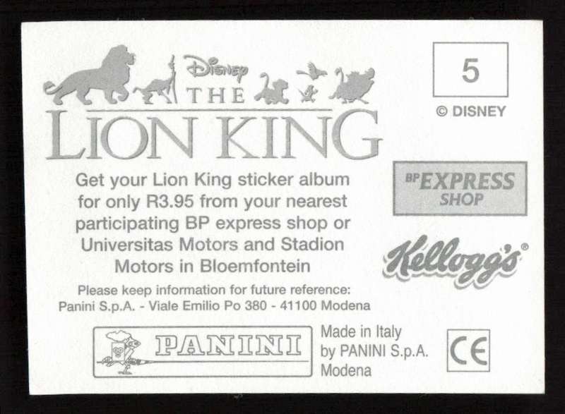 Panini Stickers Kellogg's Disney The Lion King 05