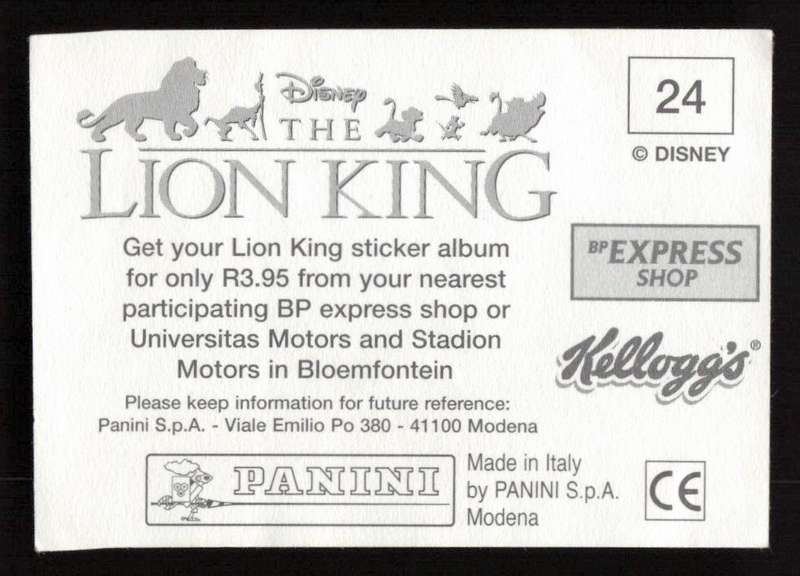 Panini Stickers Kellogg's Disney The Lion King 24