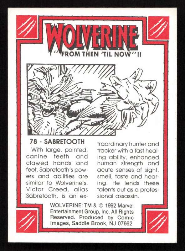 1992 Wolverine From Then 'Til Now II 78 Sabretooth