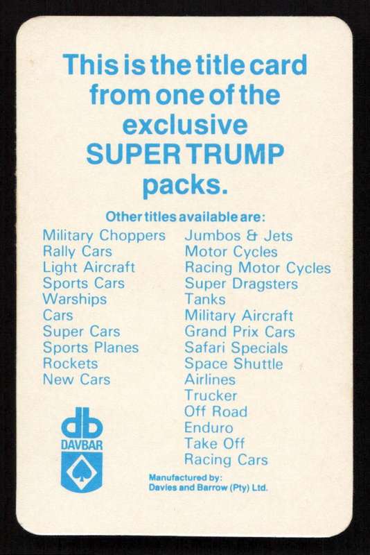 Super Trumps Quartette Grand Prix Cars