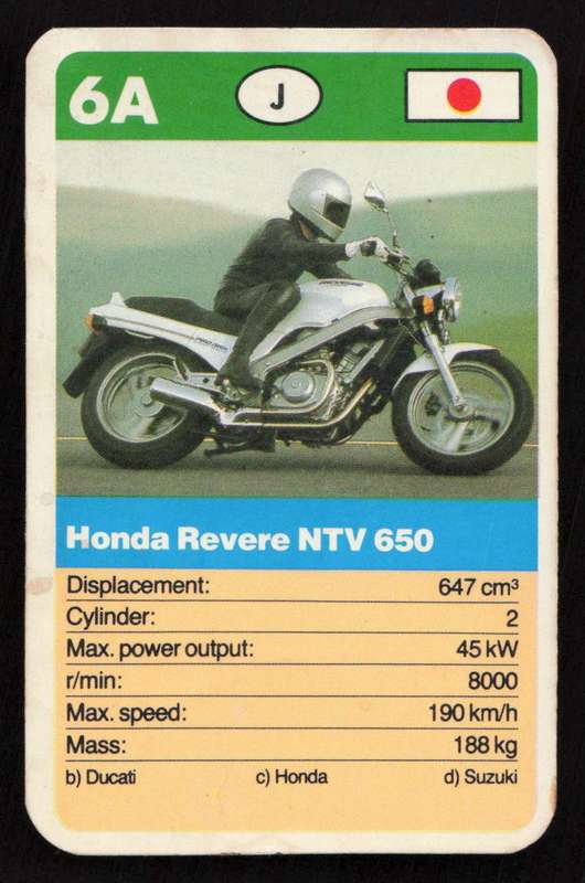 Top Trumps Honda Revere NTV 650 Card