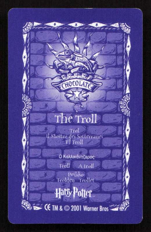 2001 Warner Bros. Harry Potter Chocolate Frog Lenticular Cards - Series 1 - The Troll