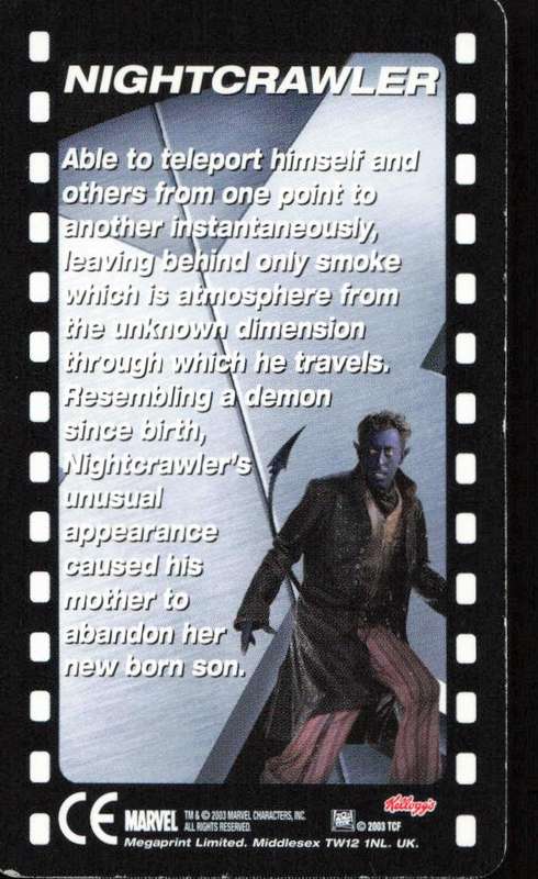 2003 Marvel Kellogg's Lenticular Card Nightcrawler