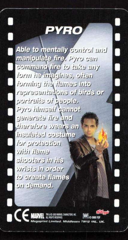 2003 Marvel Kellogg's Lenticular Card Pyro