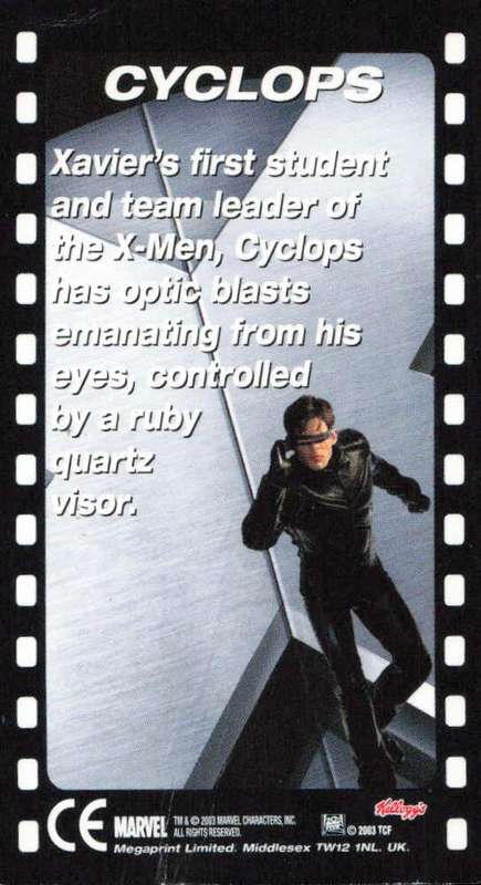 2003 Marvel Kellogg's Lenticular Card Cyclops