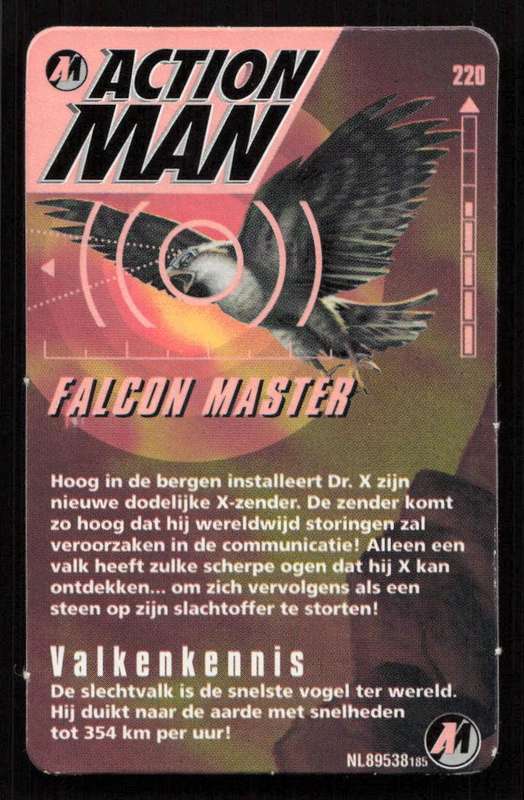 1998 Hasbro Action Man Falcon Master Information Cardboard Set - English/ French/Dutch/German