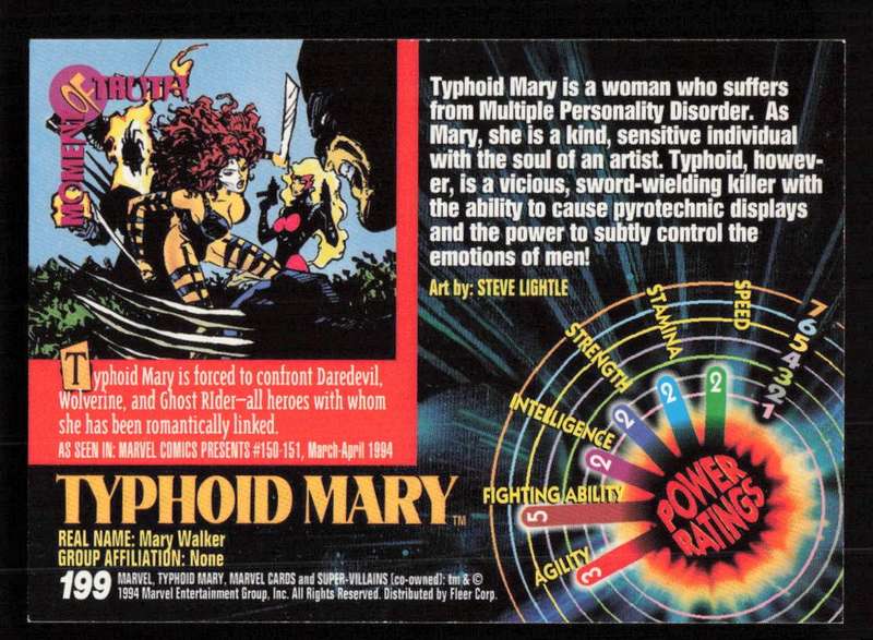 1994 Marvel Cards Universe Typhoid Mary 199