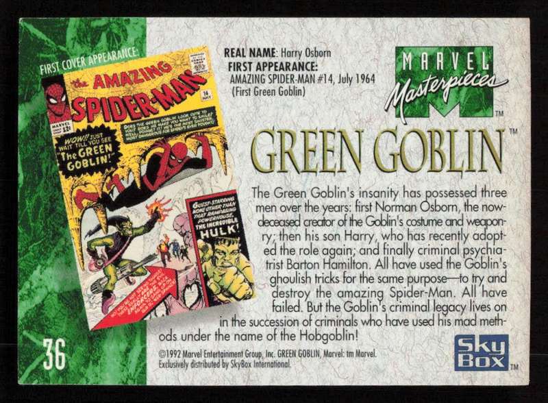 1992 Marvel Masterpieces Green Goblin 36