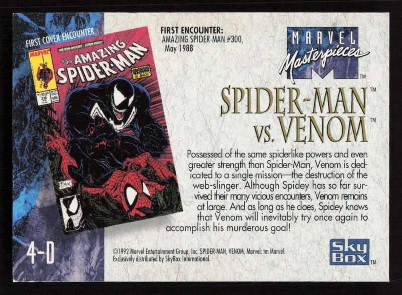 1992 Marvel Masterpieces Spider-Man vs Venom 4-D