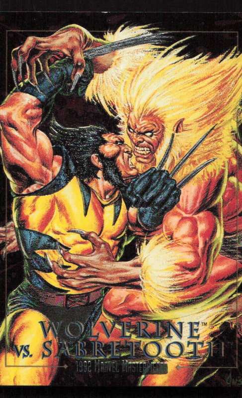 1992 Marvel Masterpieces Wolverine vs Sabretooth 3-D