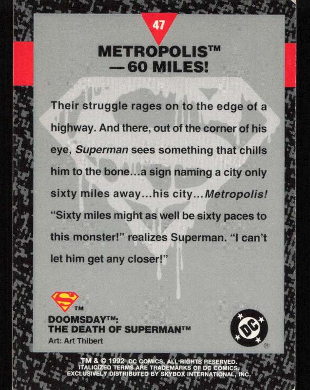 1992 DC Comics Doomsday The Death Of Superman 47 Metropolis - 60 Miles!