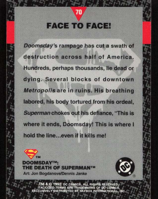 1992 DC Comics Doomsday The Death Of Superman 70 Face to Face!