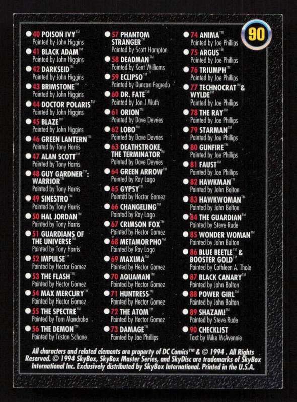 1994 SkyBox DC Comics 90 Checklist