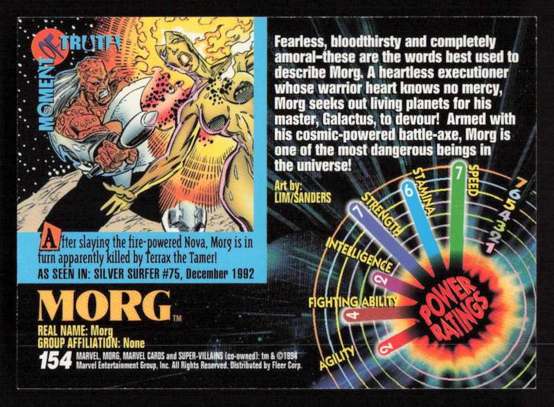 1994 Fleer Marvel Universe Trading Card 154 Morg Super Villains