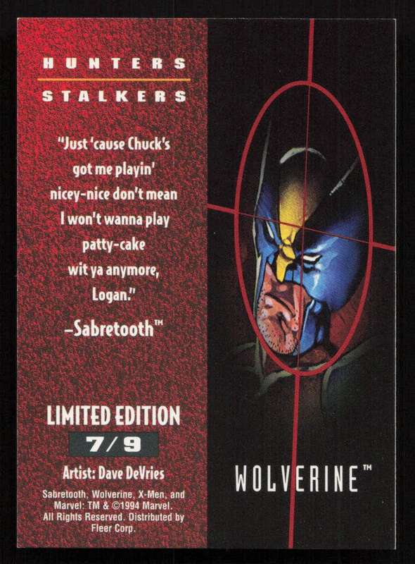 1995 Fleer Ultra Marvel Comics Wolverine 7/9