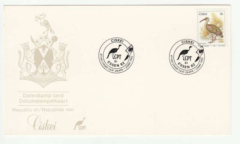 1982 Ciskei ESSEN 82 4th International Stamp Fair Date-stamp Card