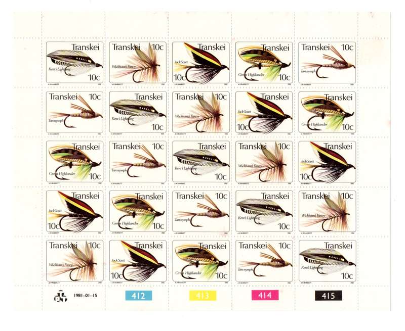 Transkei 1981/01/15 Fishing Flies Crafted in Transkei Control Block Sheet