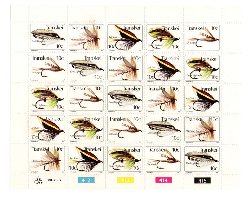Transkei 1981/01/15 Fishing Flies Crafted in Transkei Control Block Sheet