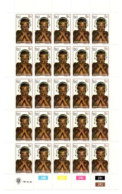 Bophuthatswana 1981/01/30 International Year of the Disabled Control Block Sheet Set